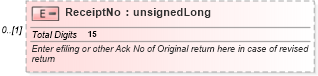 XSD Diagram of ReceiptNo in schema itr-6_2018_master_xsd (Income Tax Department India ITR-6)
