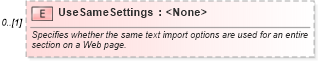 XSD Diagram of UseSameSettings in schema excel_xsd (Microsoft Office 2003 Reference Schemas)