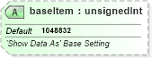 XSD Diagram of baseItem in schema sml-pivottable_xsd (Office Open XML (OOXML / OpenXML / Ecma 376))