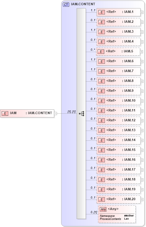 XSD Diagram of IAM in schema segments_xsd (Health Level Seven (HL7))