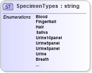 XSD Diagram of SpecimenTypes in schema screeningtypes_xsd (HR-XML - Human Resources XML)