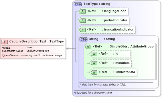 XSD Diagram of CaptureDescriptionText in schema ansi-nist_xsd (National Information Exchange Model (NEIM))