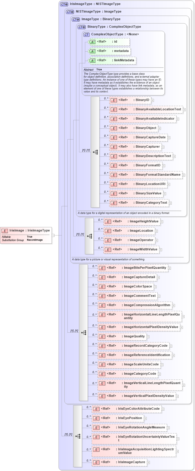 XSD Diagram of IrisImage in schema ansi-nist_xsd (National Information Exchange Model (NEIM))