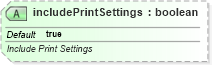 XSD Diagram of includePrintSettings in schema sml-workbook_xsd (Office Open XML (OOXML / OpenXML / Ecma 376))